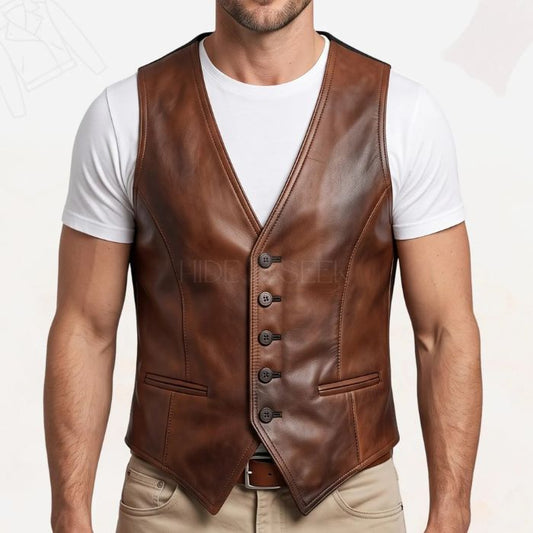 Vintage Western Style Sleeveless Waistcoat