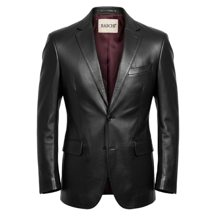 Men’s Real Lambskin Leather 2 Button Blazer