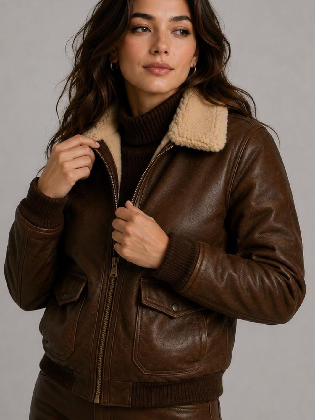 Shearling Collar Bomber Jacket