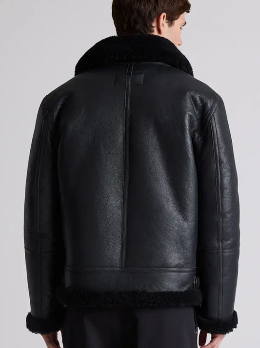 Black Shearling Bomber Jacket