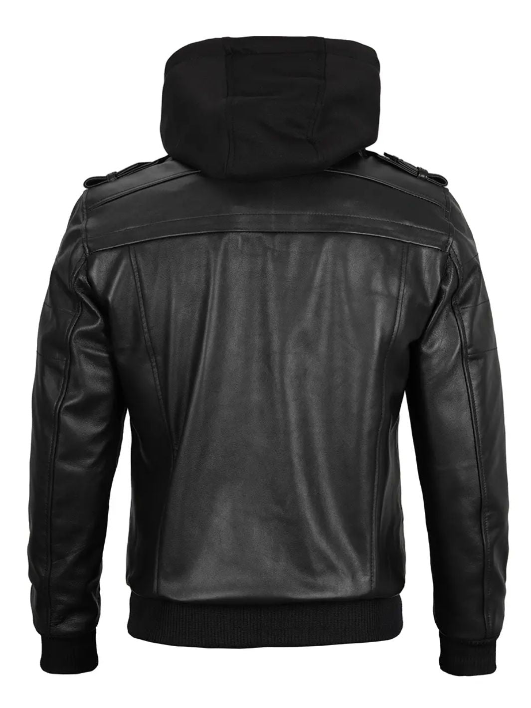 Blouson aviateur en cuir pour homme avec capuche amovible