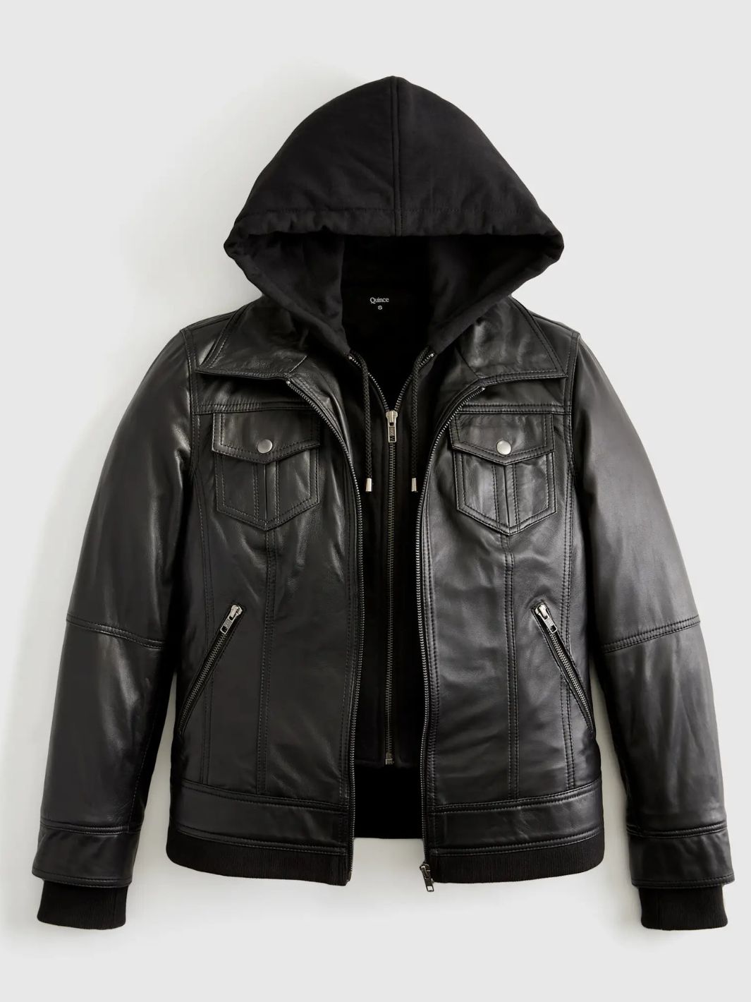 Damen Bomberjacke Schwarz mit abnehmbarer Kapuze