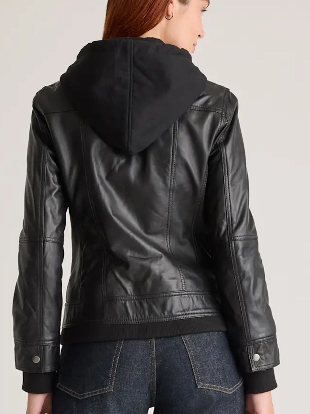 Damen Bomberjacke Schwarz mit abnehmbarer Kapuze