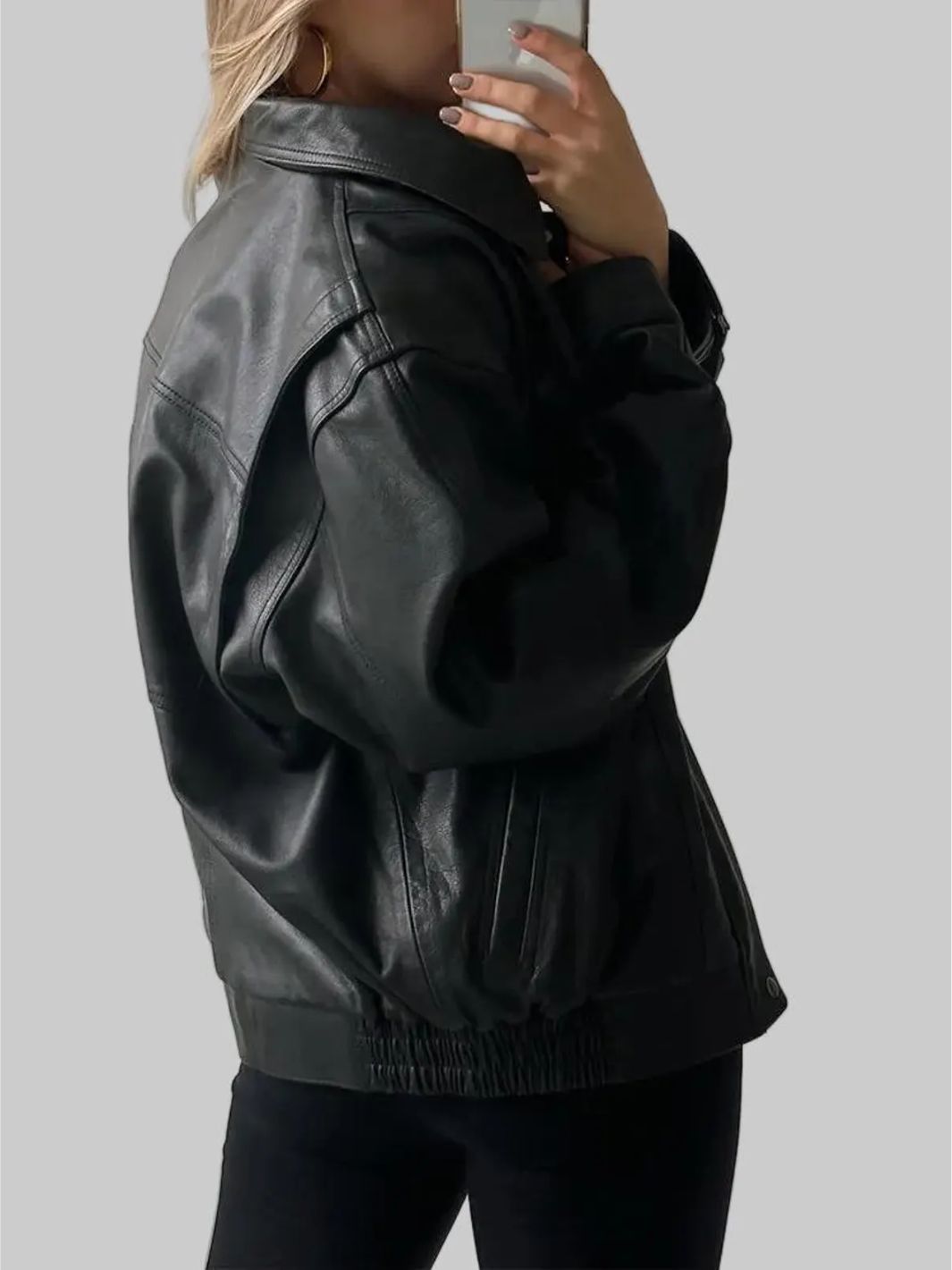 Oversized-Retro-Lederjacke