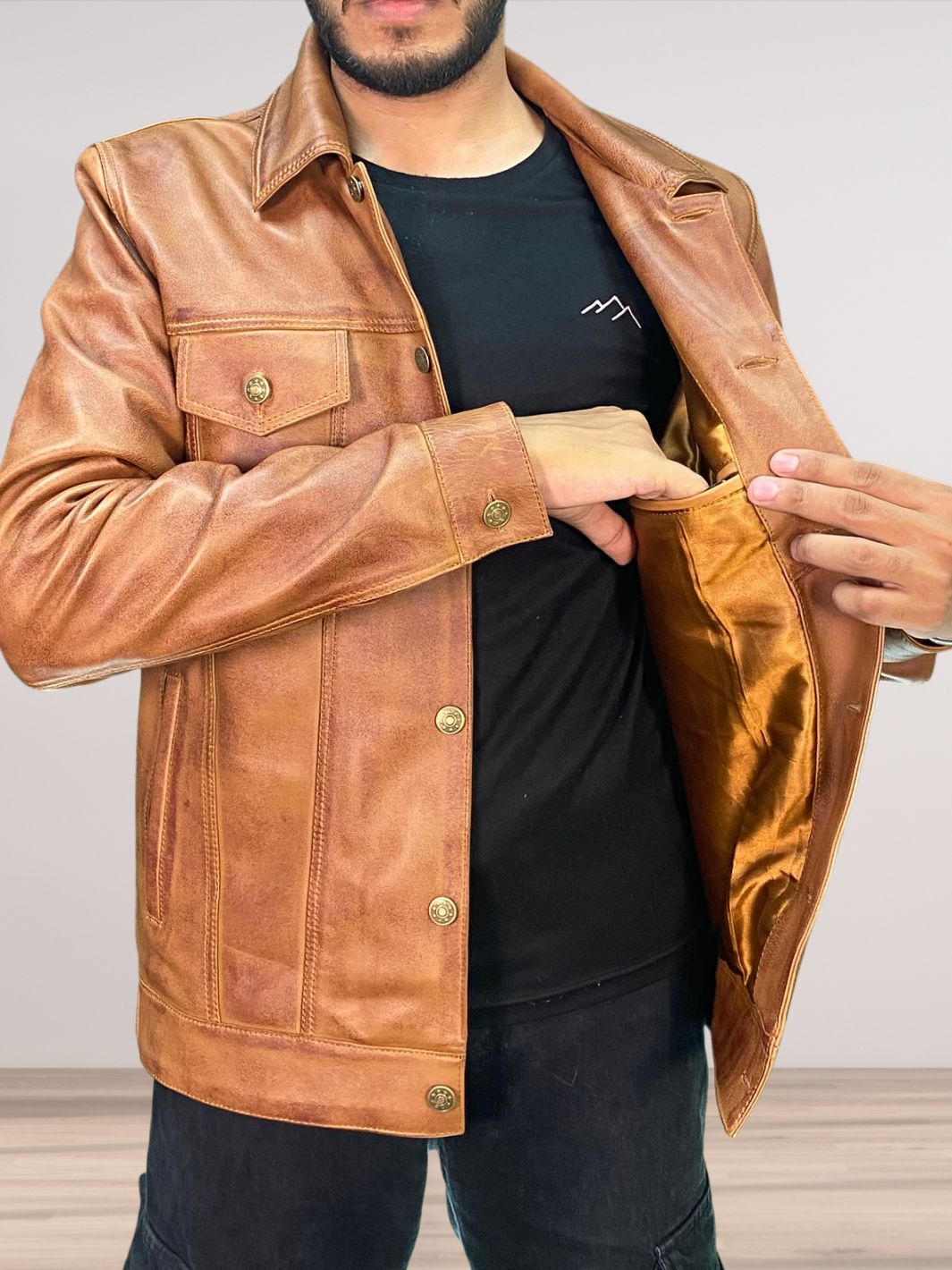 Braune Wachs-Truckerjacke