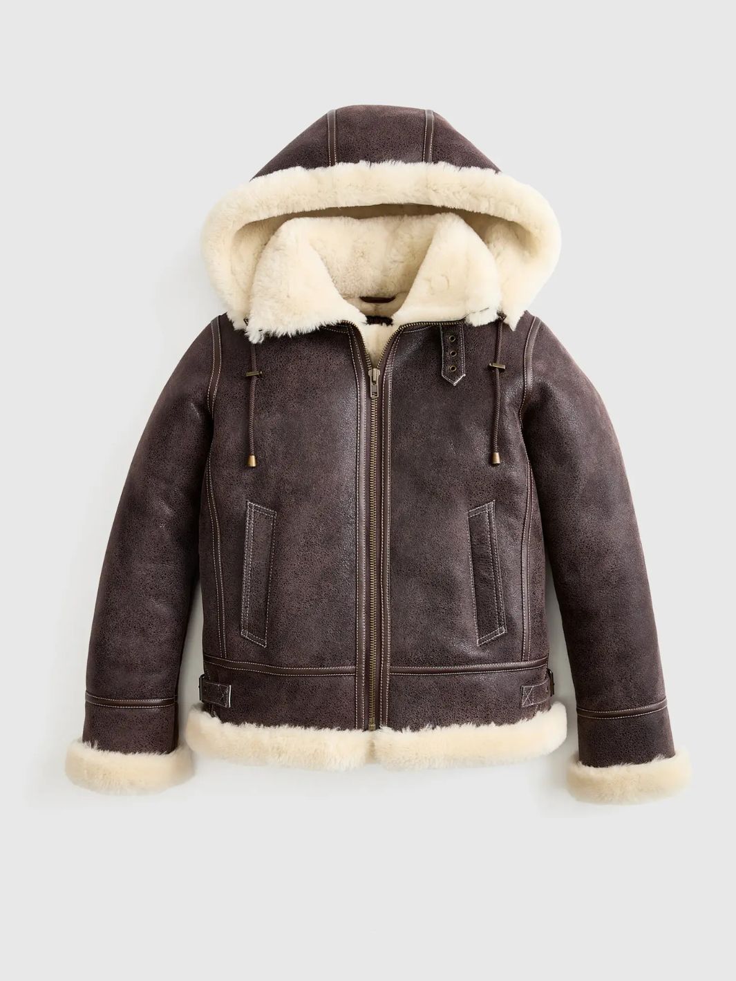 Shearling Bomber Jacket with Removeable Hood