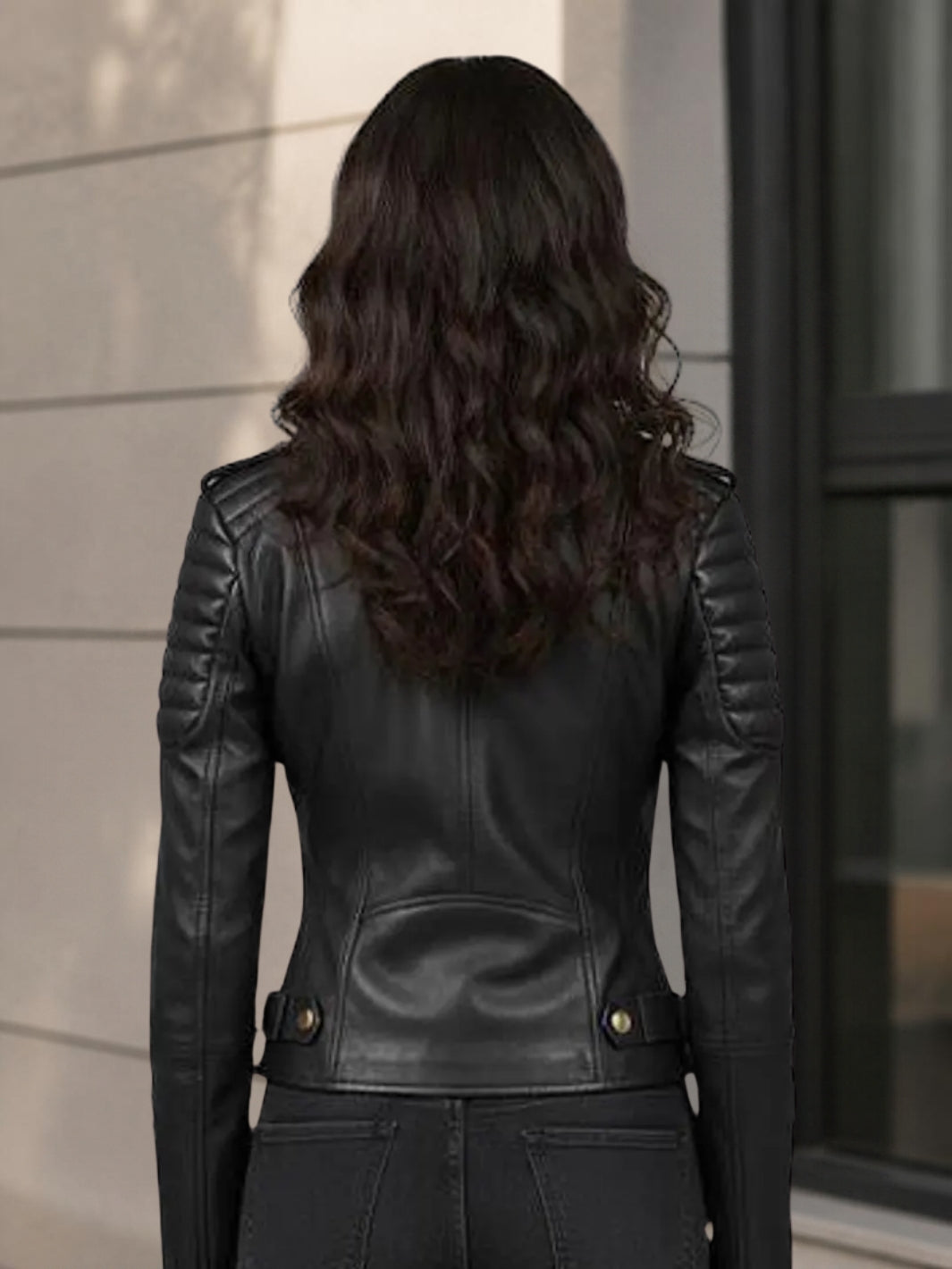 Damen Bikerjacke aus braunem Used-Leder im asymmetrischen Stil