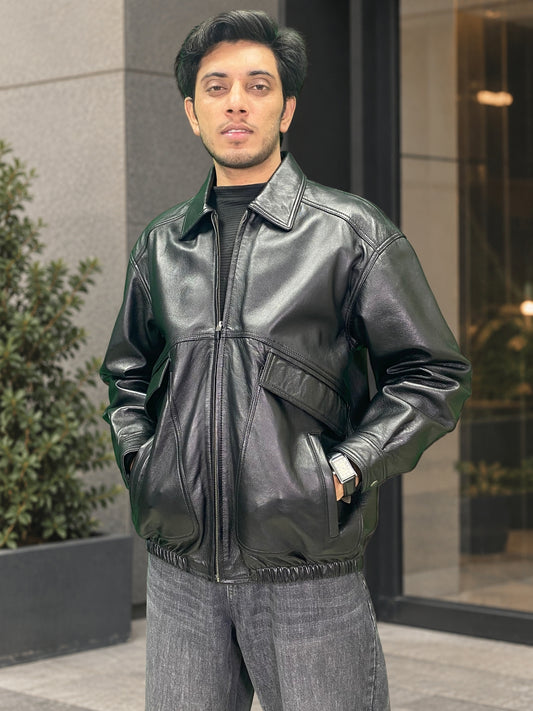 Oversized Retro Leather Jacket
