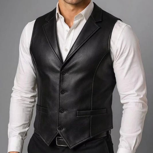 Formal Lambskin Leather Waistcoat