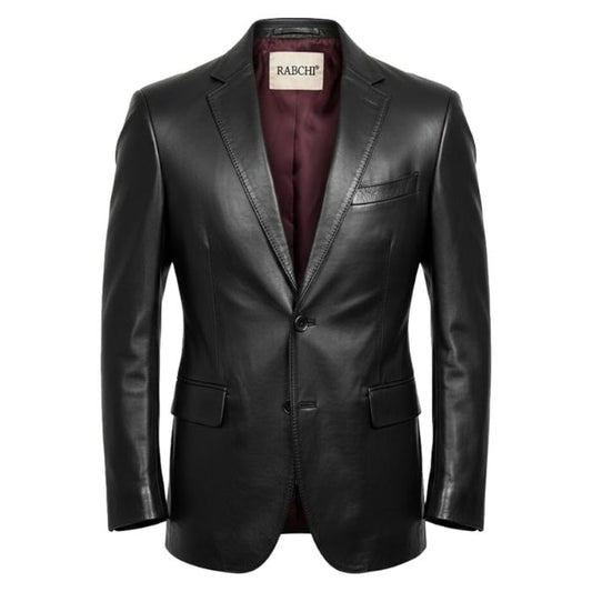 Men’s Real Lambskin Leather  2 Button Blazer