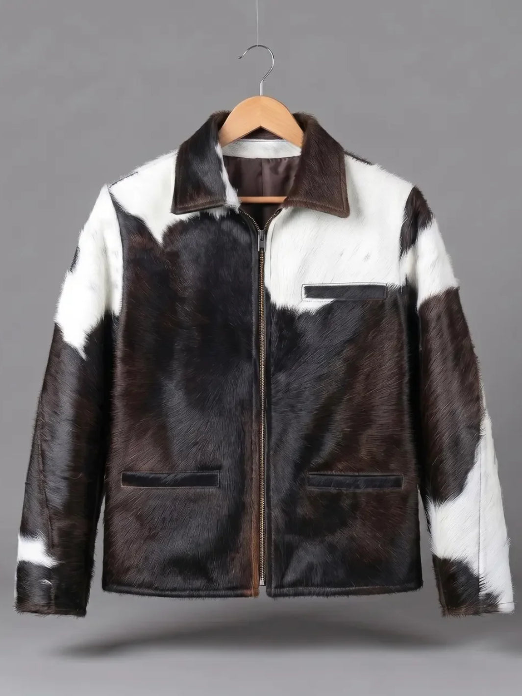 Hair On Natural Cowhide Leather Jacket