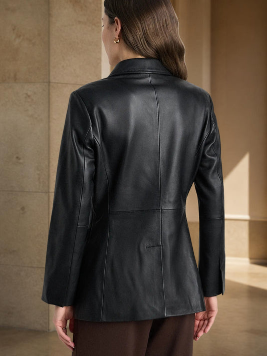 Women's Two-Button Leather Blazer