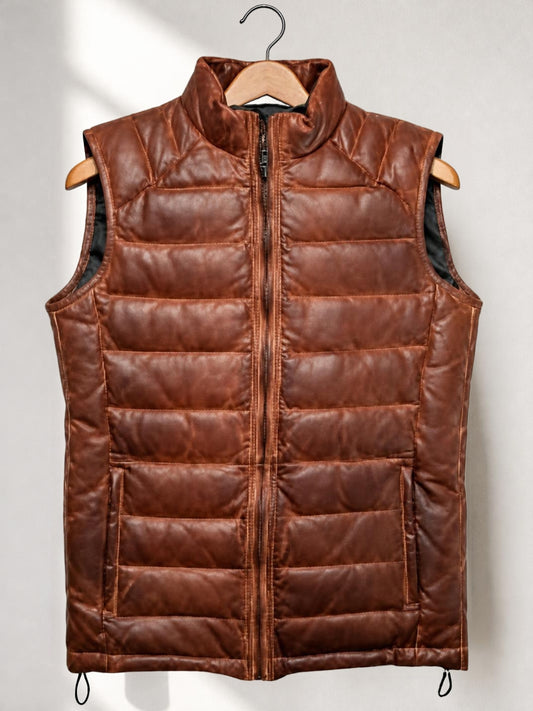 Leder-Pufferweste