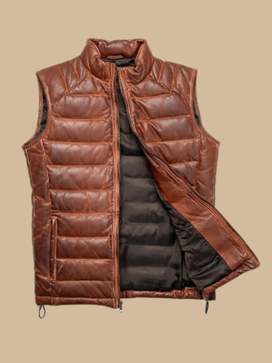 Leder-Pufferweste