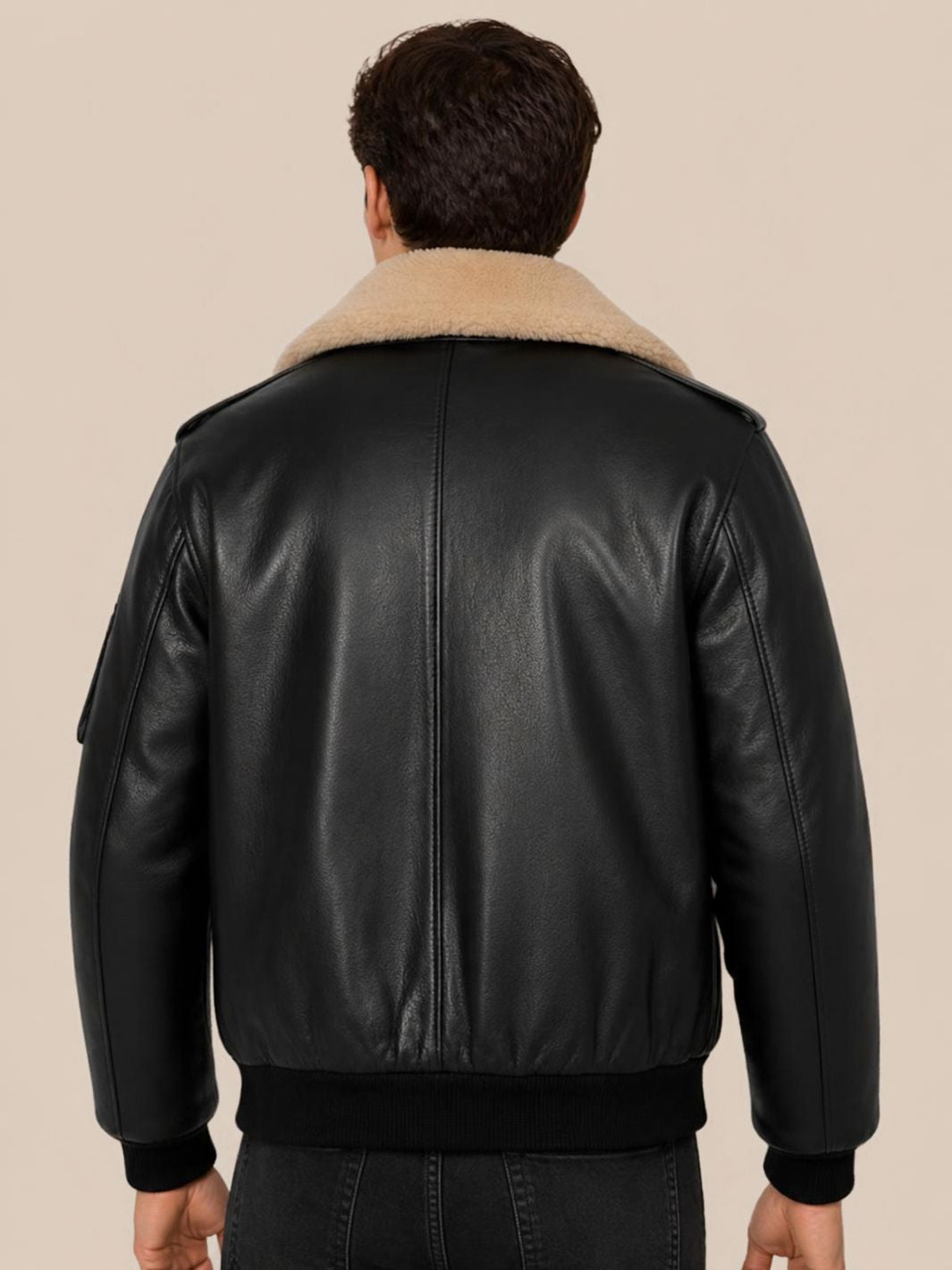 Fliegerjacke mit Lammfellkragen