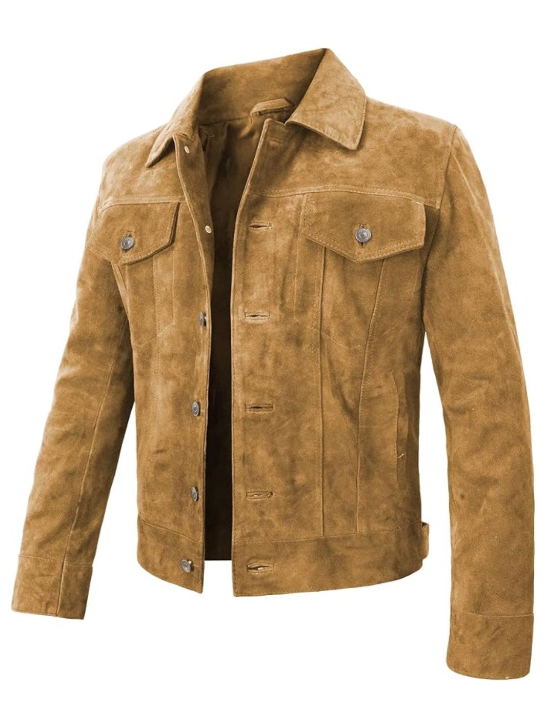 Herren Schwarze Used-Look Echtleder Trucker-Jacke