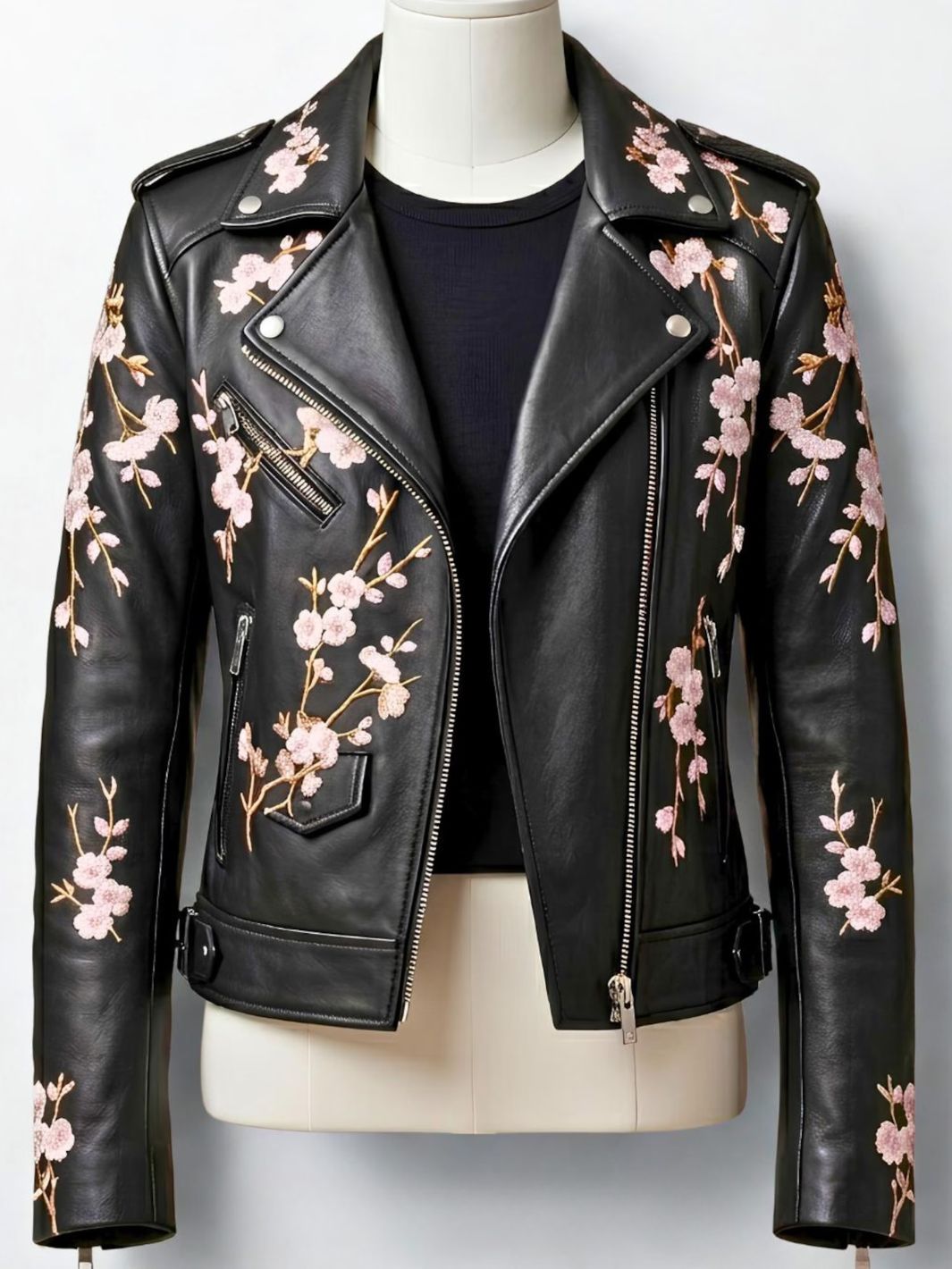 Bestickte Lederjacke nach Maß • Florale Biker