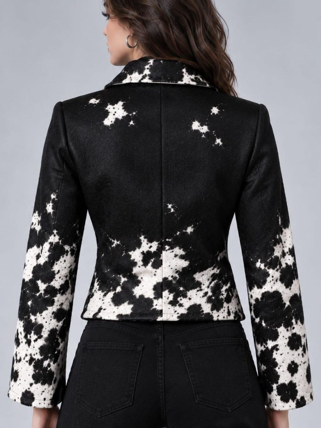 Cow Print Biker Jacket