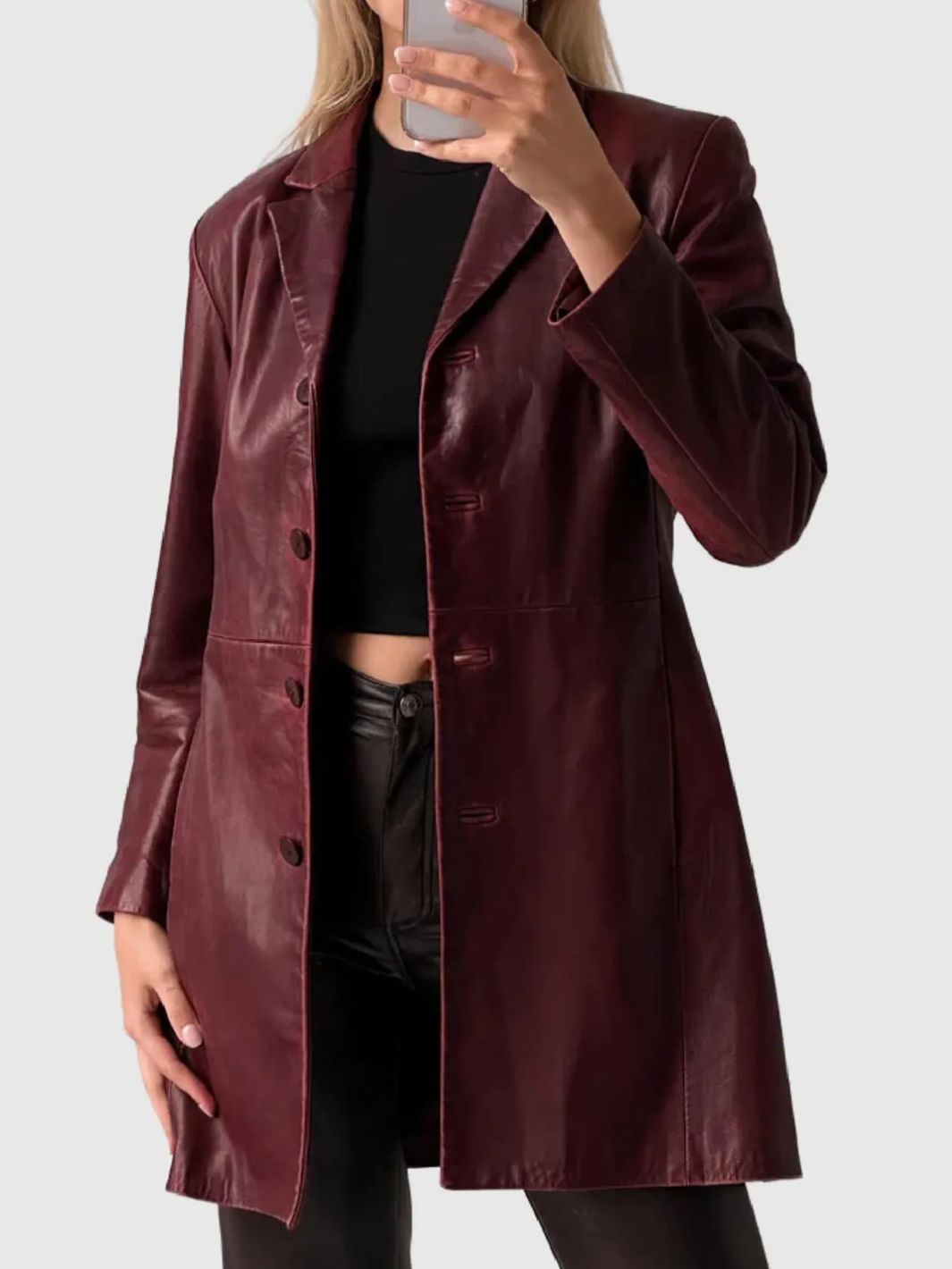 Women's Leather Car Coat