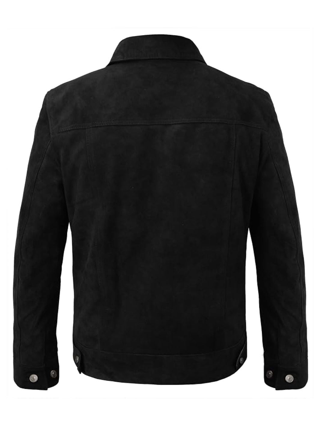 Herren Schwarze Used-Look Echtleder Trucker-Jacke