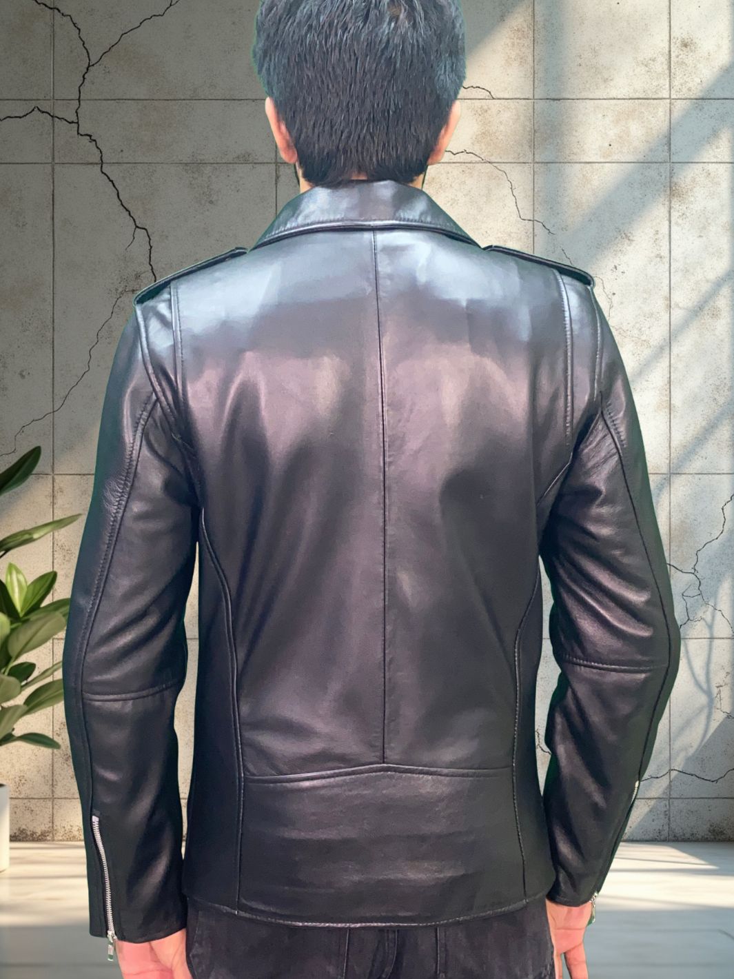 Asymmetrical Biker Jacket With Belt