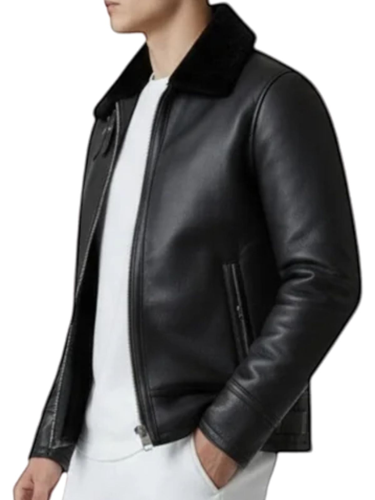 Classic Pilot Jacket with Shearling Collar