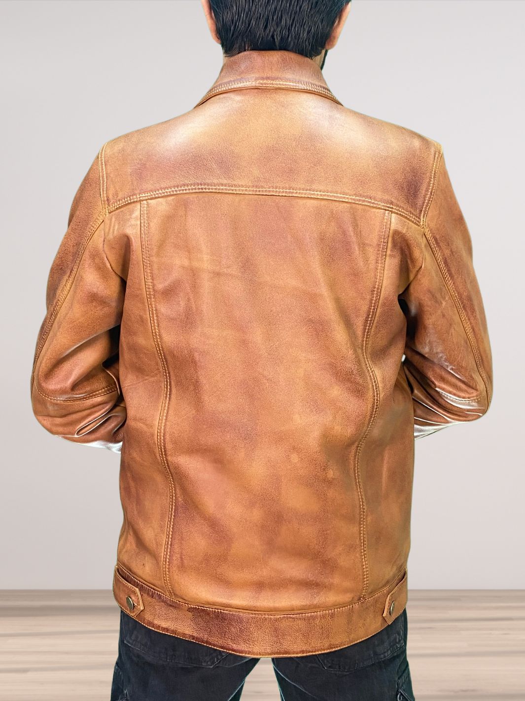 Braune Wachs-Truckerjacke