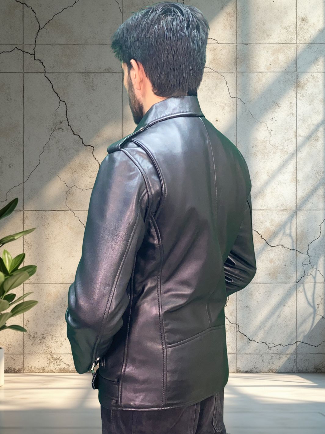 Asymmetrical Biker Jacket With Belt