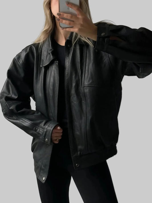 Oversized-Retro-Lederjacke