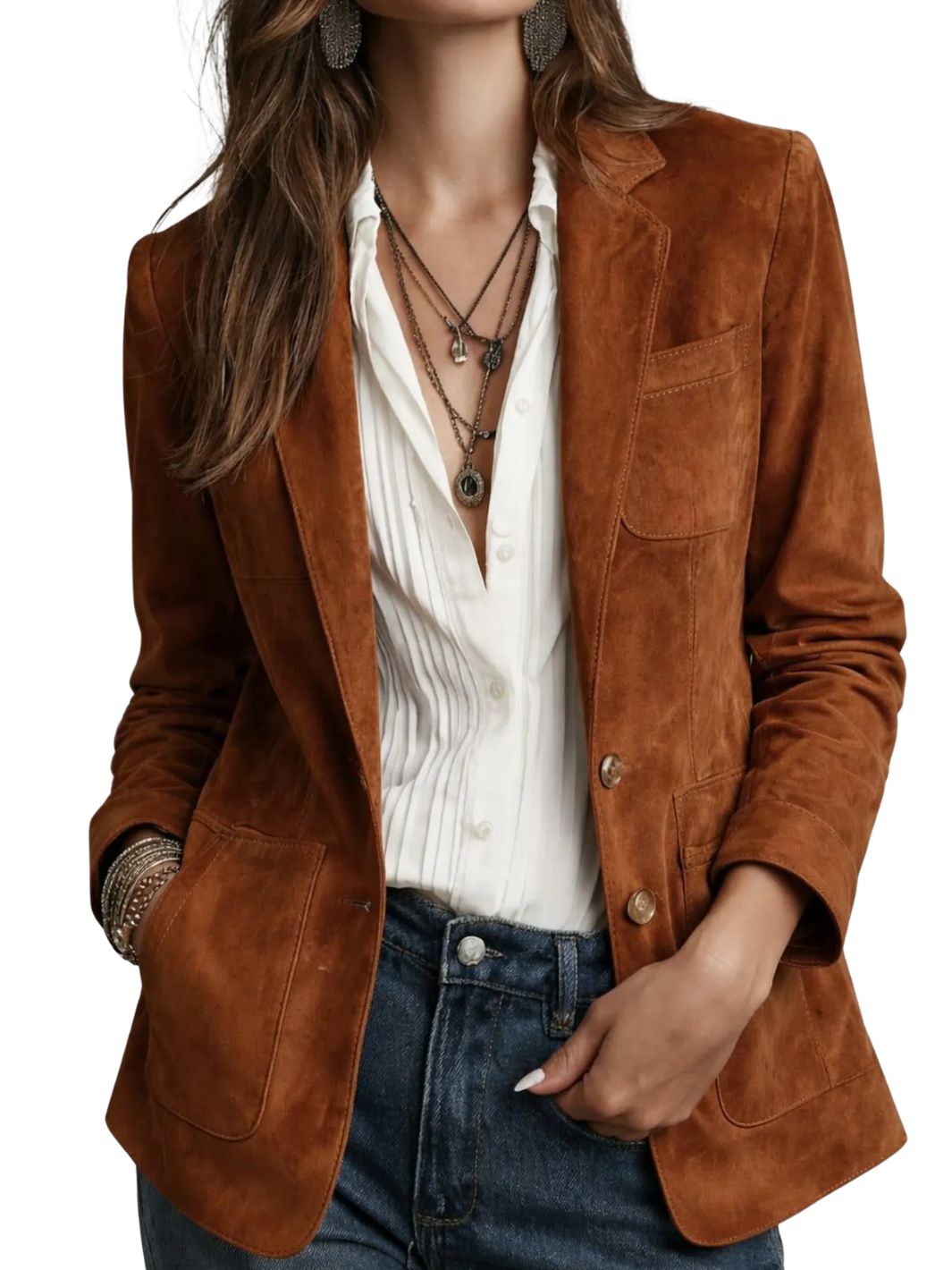 Suede Leather Blazer