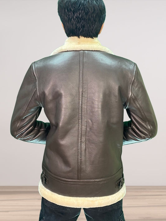 Herren Fliegerjacke aus braunem Lammfell