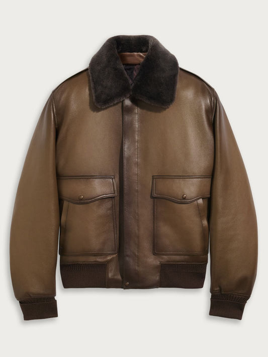 Fliegerjacke mit Lammfellkragen